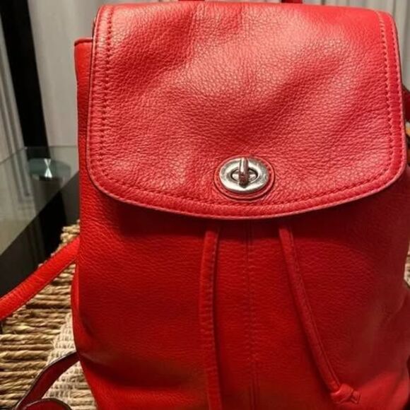 Coach Park Red Pebbled Leather Backpack Purse F24385 Classic main image 2